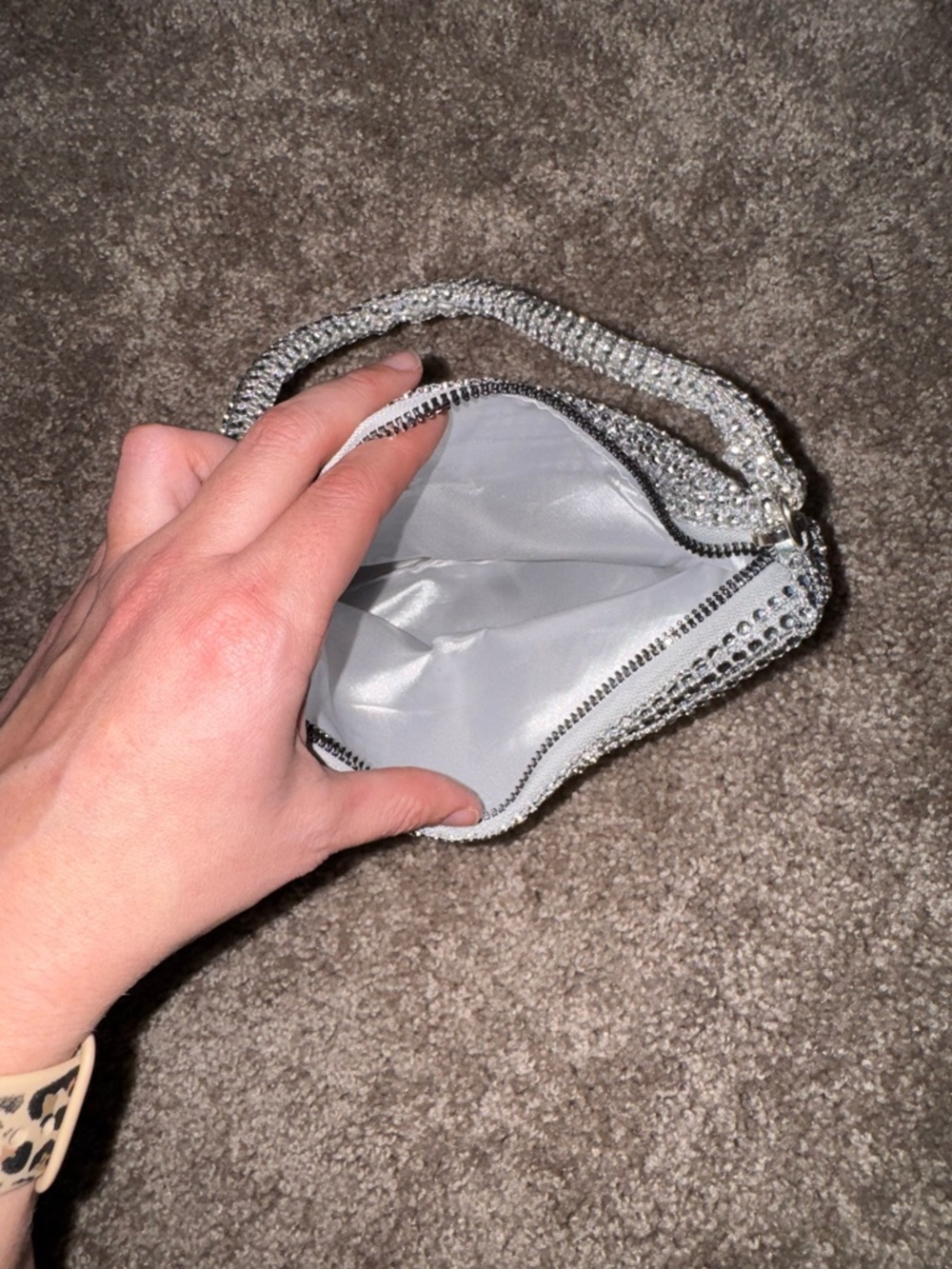 Silver Rhinestone Small Wristlet Bag - Picture 3 of 4